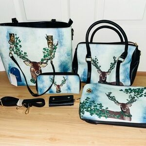 NWT Deer Print Women's Bag Set